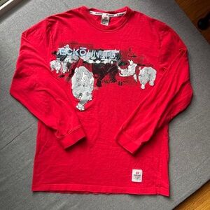 vintage y2k ecko unltd rhino embroidered men's large long sleeve shirt